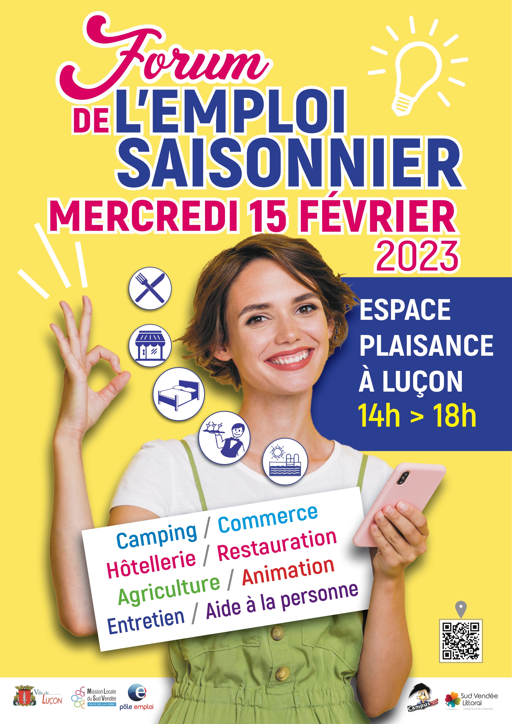 Forum de l'Emploi Saisonnier de Luçon - Mercredi 15 Février 2023 de 14h à 18h à l'espace plaisance de Luçon.